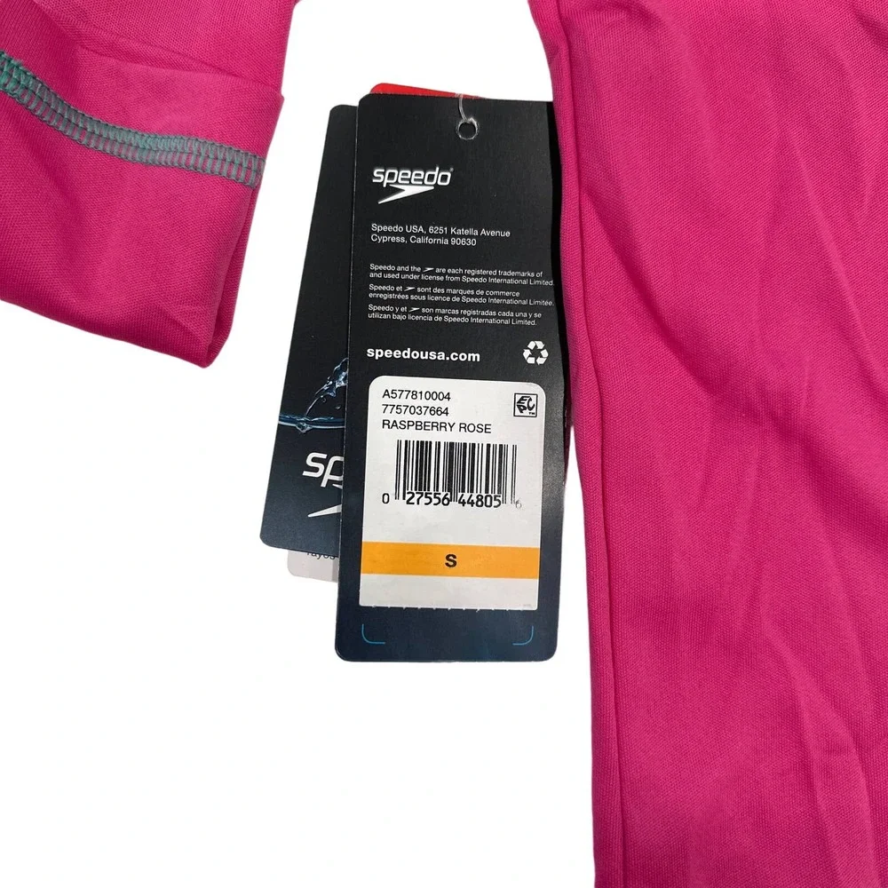 NWT Speedo UV Long Sleeve Swim Tee Raspberry Rose sz S